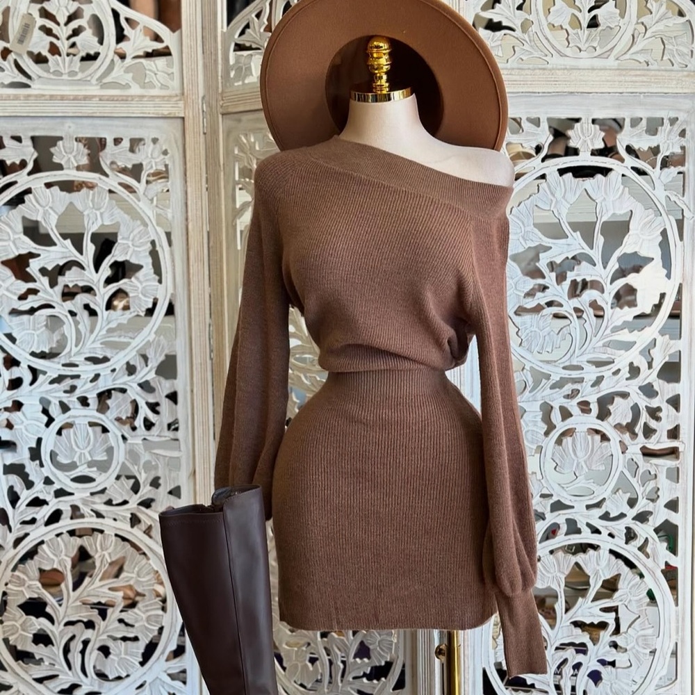 off shoulder sweater dress OFFERS WILL BE DECLINED